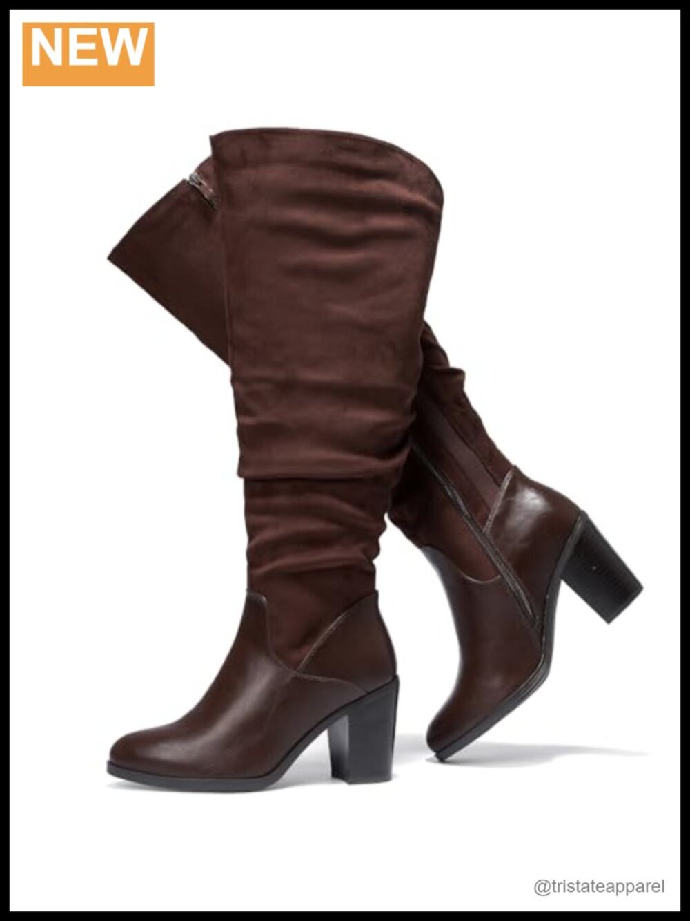 Extra Wide Calf Knee High Boots, Chunky Heel, Wide Width, Plus Size